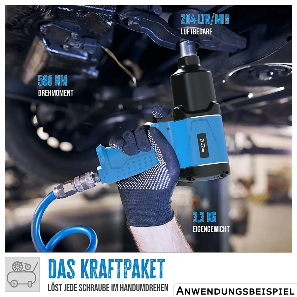 G&uuml;de&reg; Druckluft-Schlagschrauber-Set 1/2'' 16-teilig 580Nm image number 9