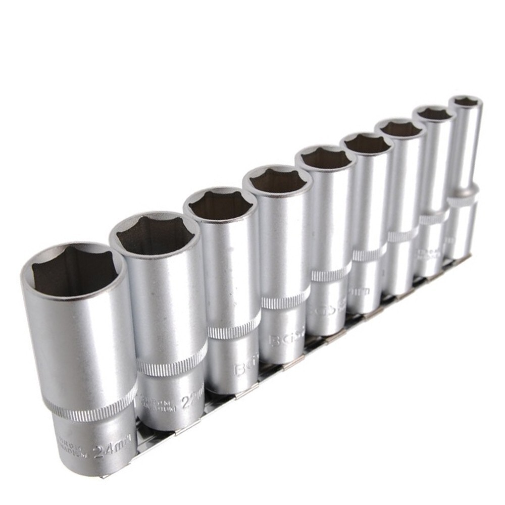 Steckschlüssel-Einsätze tief 10-24 mm 1/2" 9-tlg.