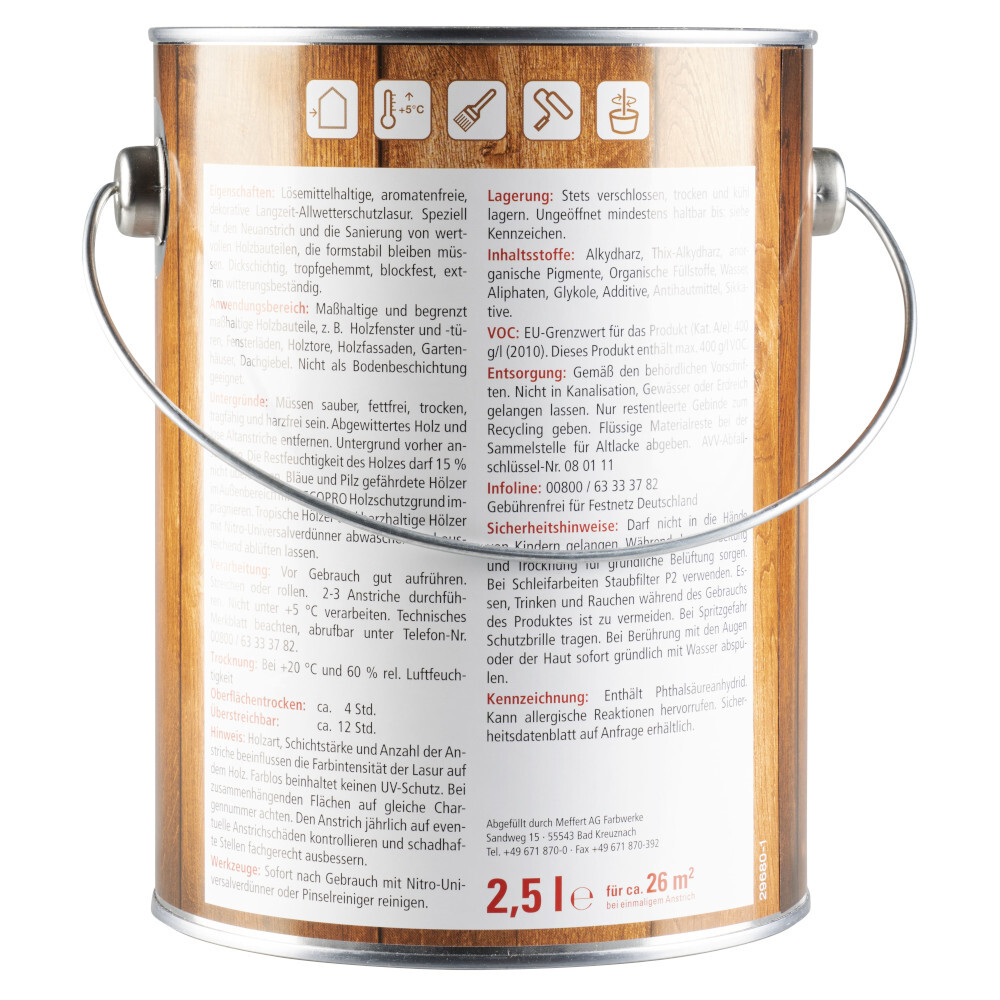 DECOPRO Dauerschutzlasur mahagoni seidenglänzend 2,5 Liter image number 1