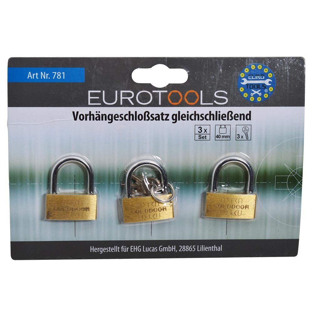 Vorhängeschloss 40 mm Satz 3 Stück gleichschließend