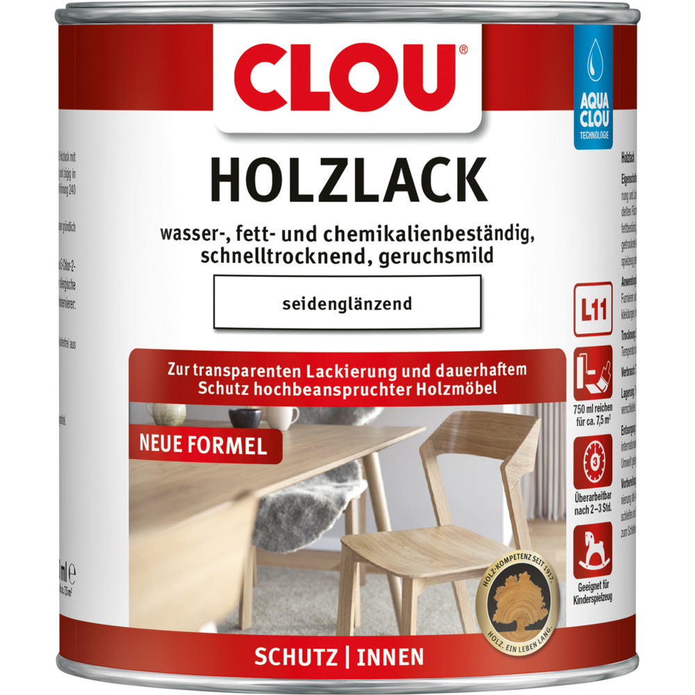 Clou L11 AQUA-Holzlack 750 ml seidenglänzend