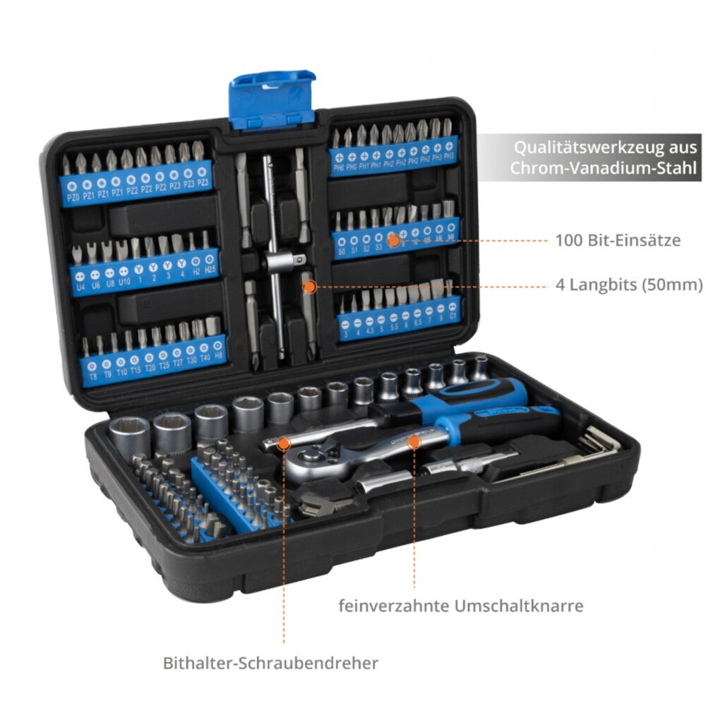 Güde® Steckschlüssel und Bitsatz Set 130-teilig aus CV-Stahl im Koffer image number 3