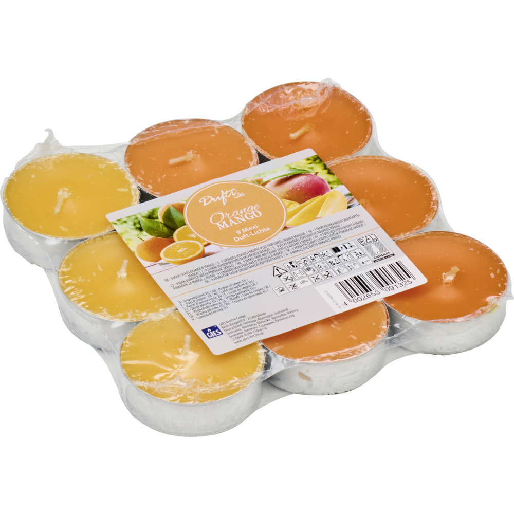 Maxi-Teelichter-Set 9 Stück Orange-Mango