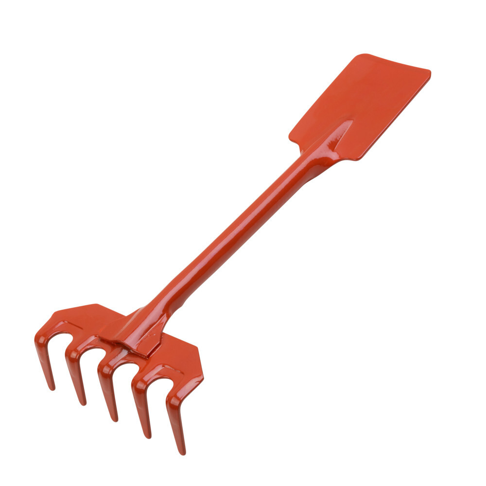 Friedhofsgerät 2in1 aus pulverbeschichtetem Metall in orange