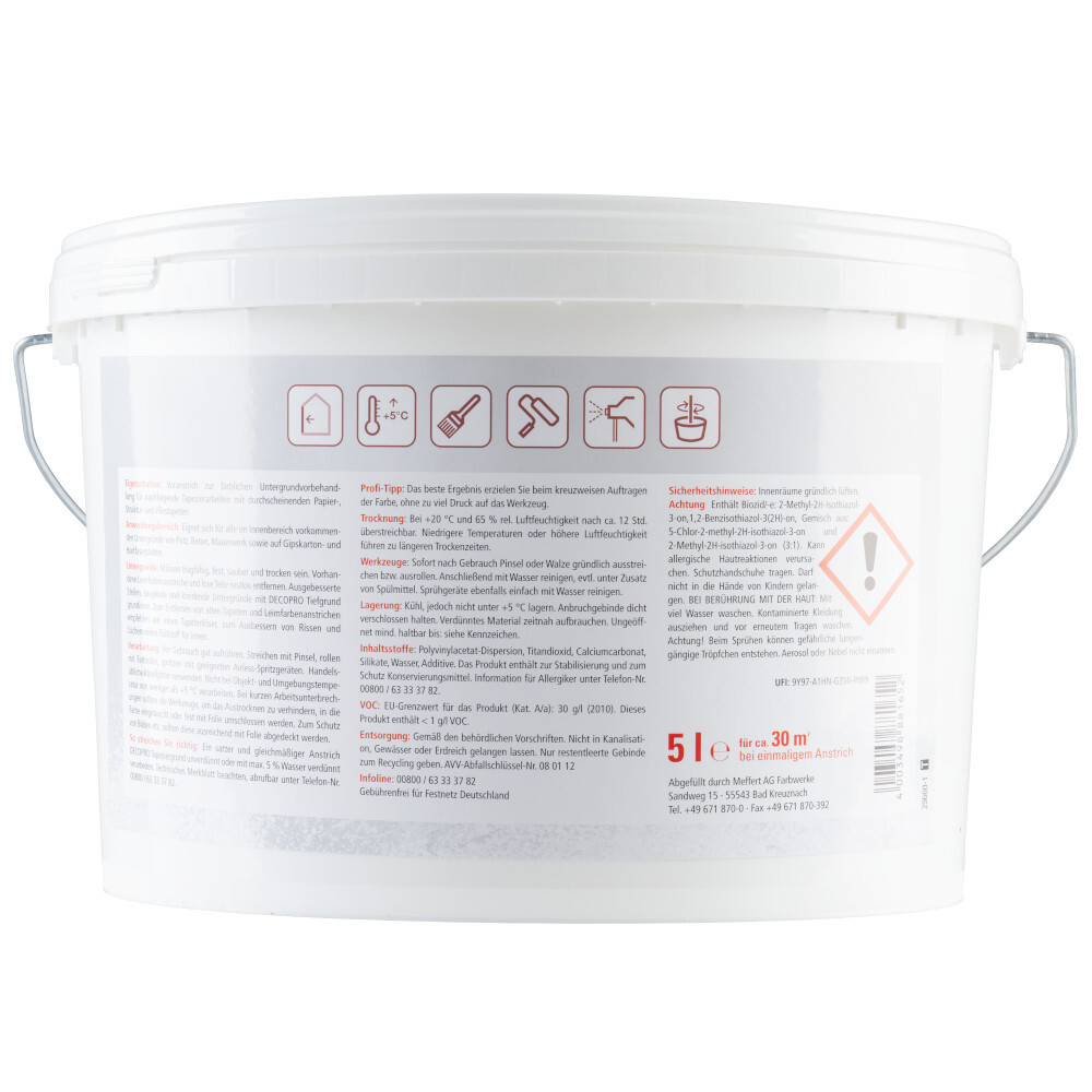 DECOPRO Tapeziergrund  weiß für ca. 30 m² image number 1