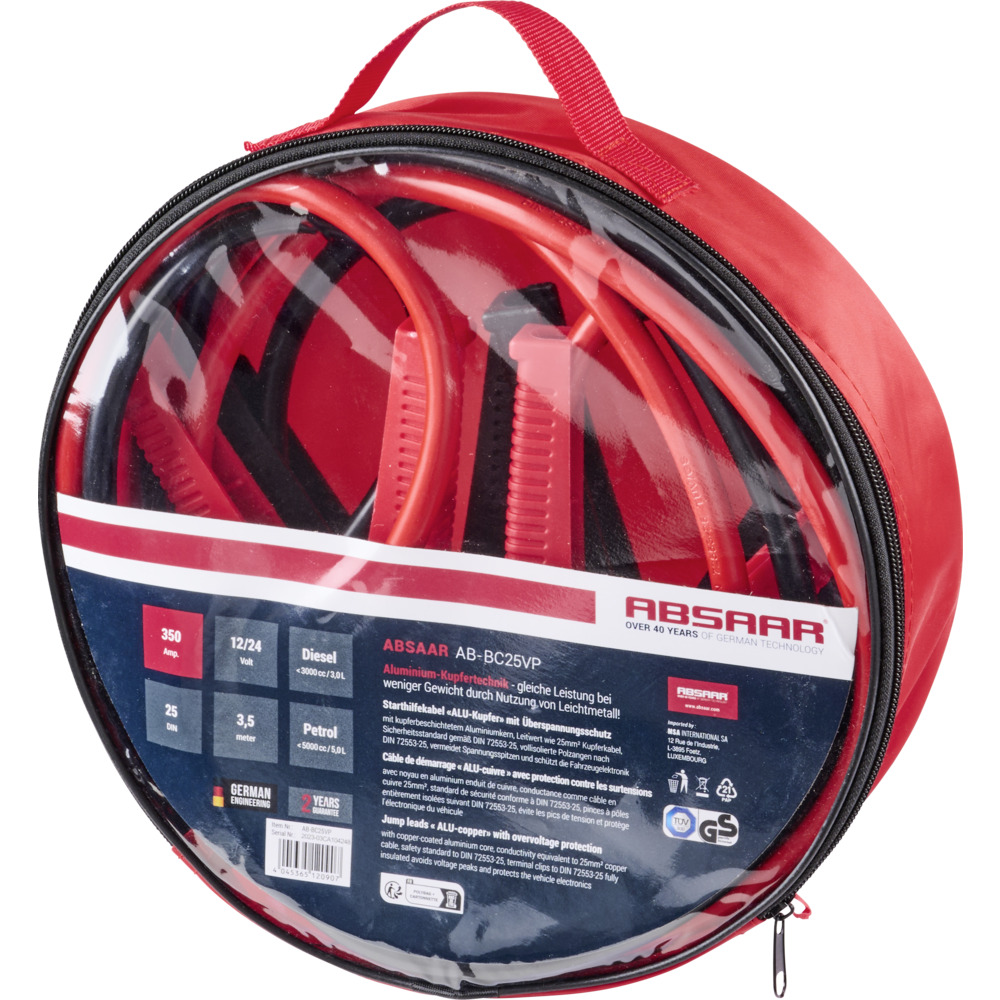 Starthilfekabel 3,5 m x 25 mm² für Benzin- oder Dieselmotoren image number 2