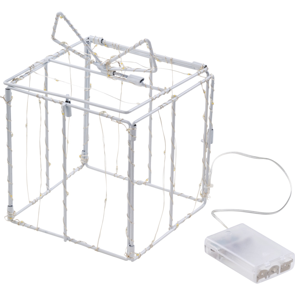 LED-Geschenkbox weiß faltbar 57 LEDs 15 cm