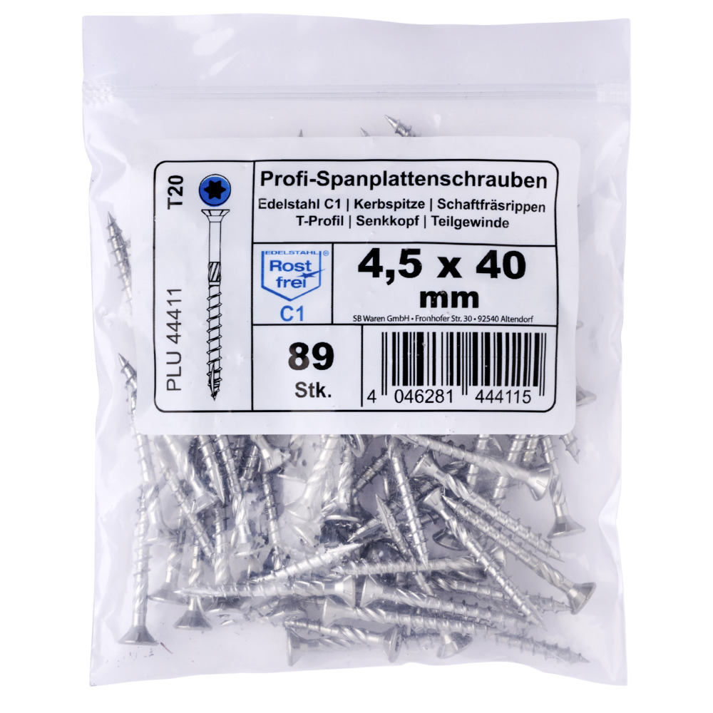 Spanplattenschraube 4,5x40 mm IVZ FISHBULL Vorteilspackung Senkkopf Teilgewinde Kerbspitze image number 1