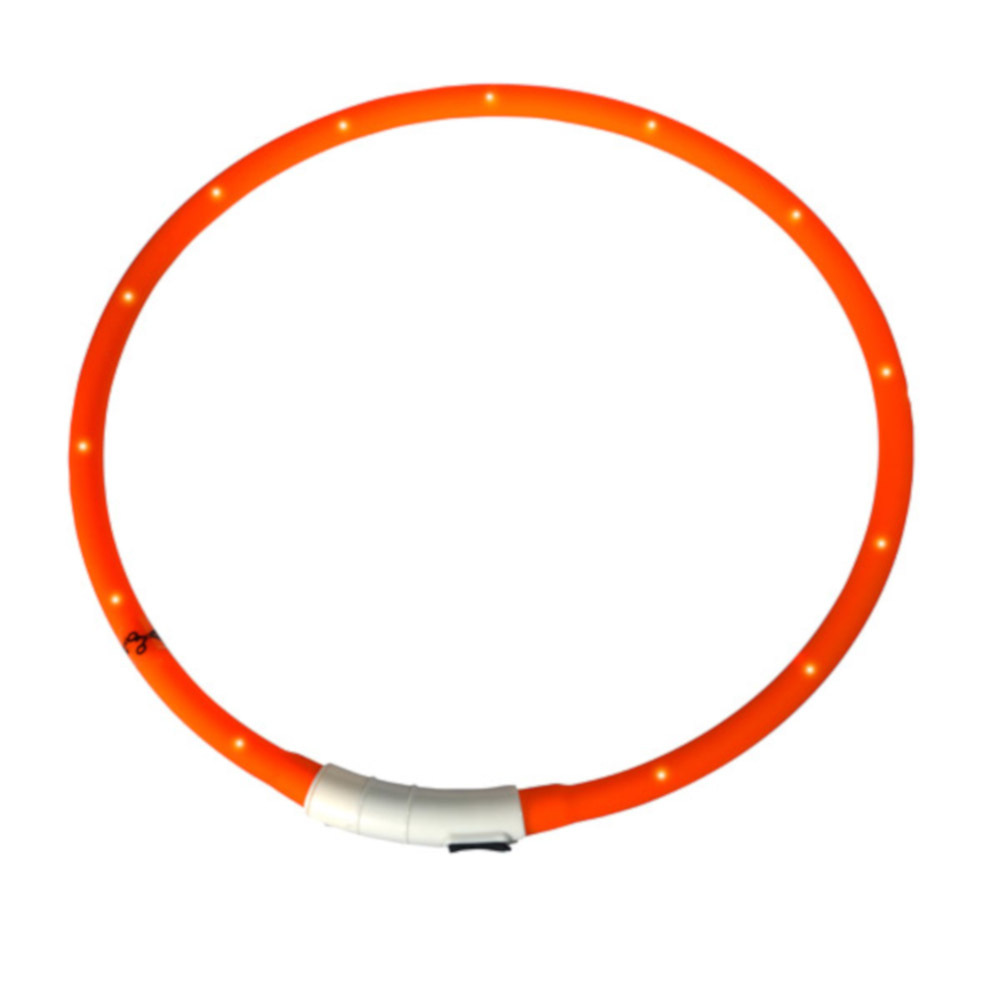 LED Leuchtschlauch Hundehalsband Silikon orange kürzbar