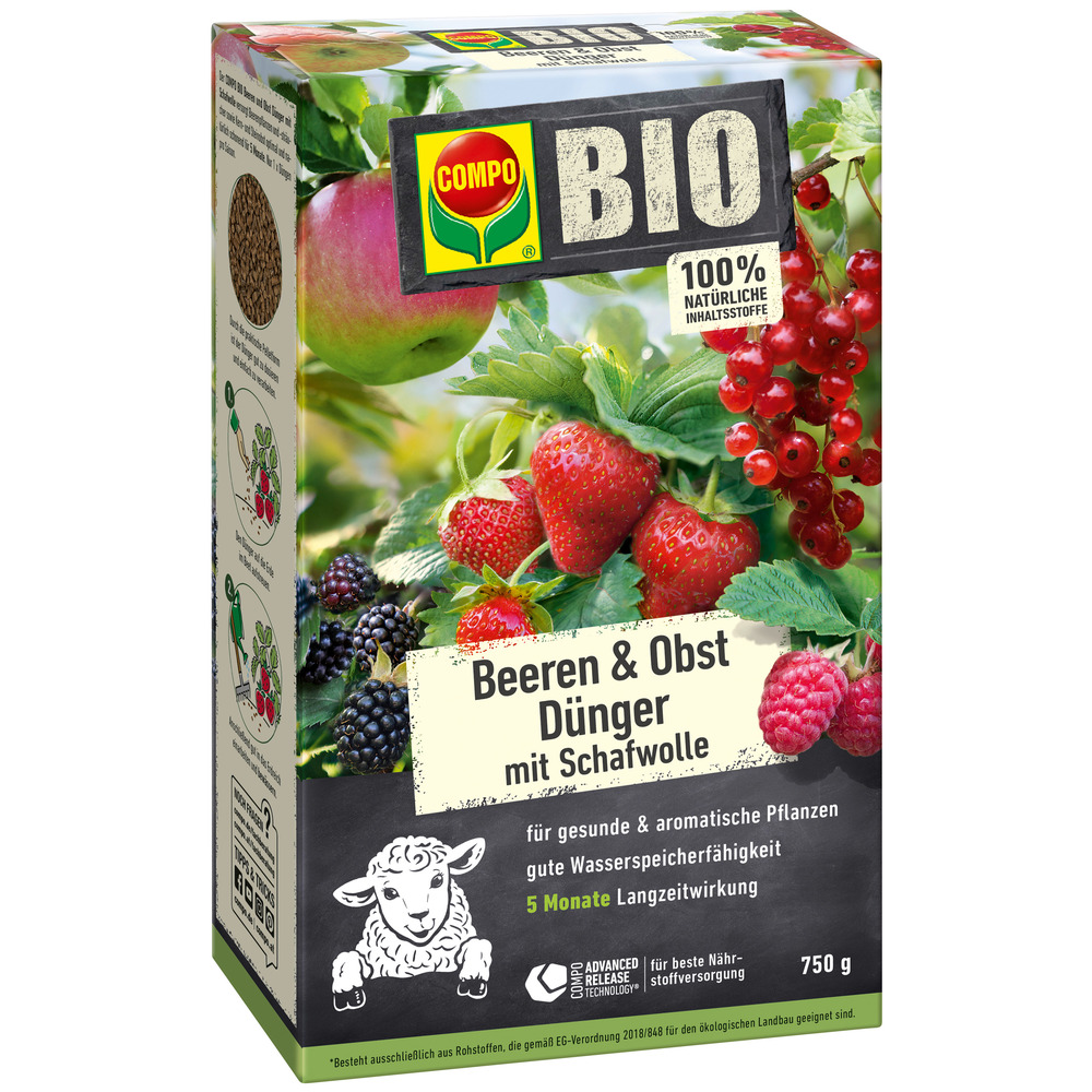 COMPO BIO Beeren und Obst D&uuml;nger mit Schafwolle 750 g image number 0