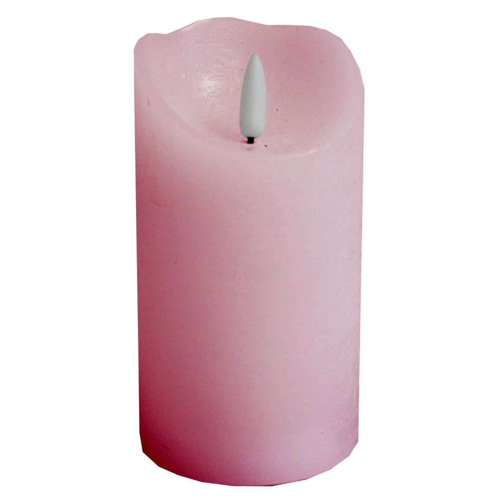 LED-Echtwachskerze Rustic 14 cm in Rosa mit Timerfunktion