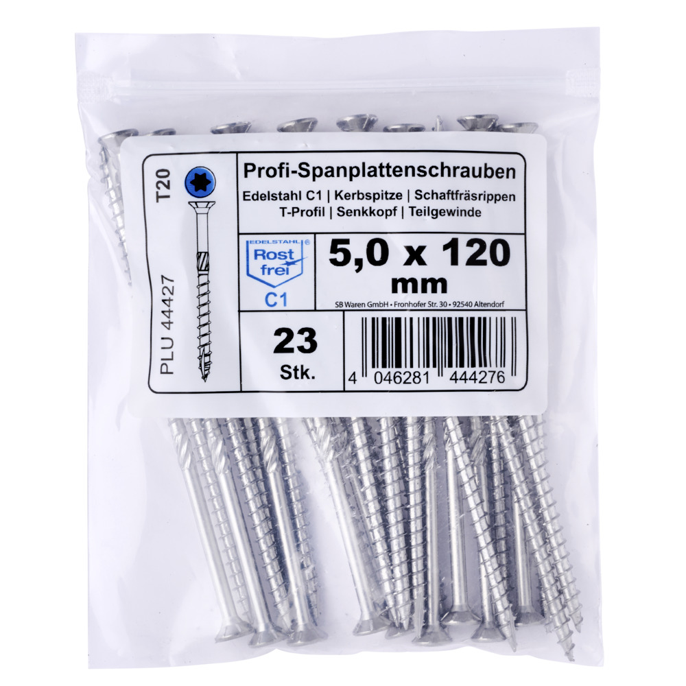 Spanplattenschraube 5,0x120 mm IVZ FISHBULL Vorteilspackung Senkkopf Teilgewinde Kerbspitze image number 1