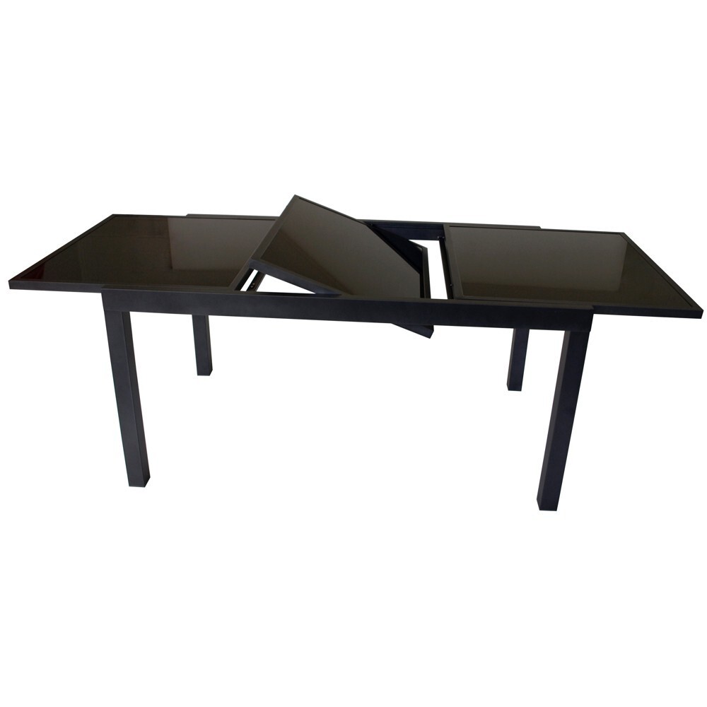 Gartentisch Torino 180/240x100x75cm ausziehbar Alu Glas Schwarz pulverbeschichtet