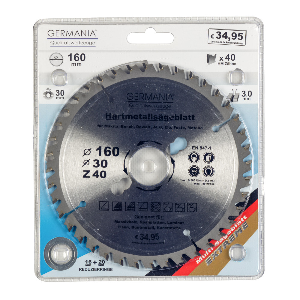 GERMANIA® HM Multifunktionssägeblatt Ø 160 mm mit 40 Zähnen image number 1