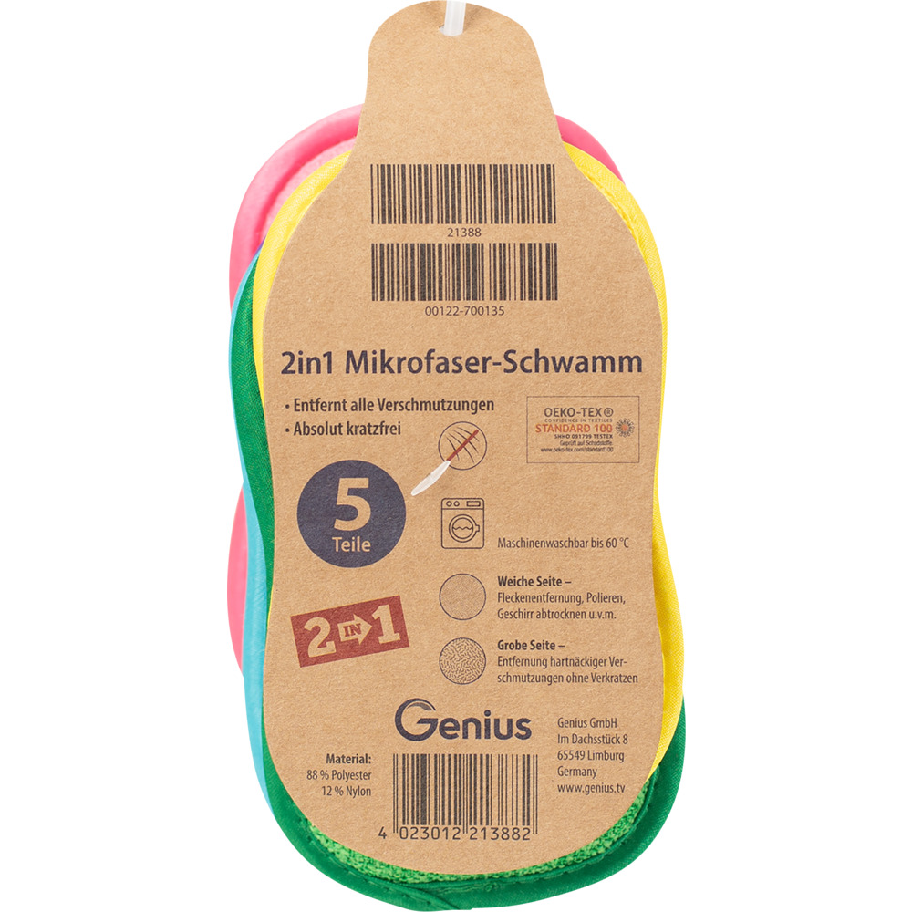 Genius Clia 2in1 Mikrofaser Schwämme 5er Set bunt image number 1