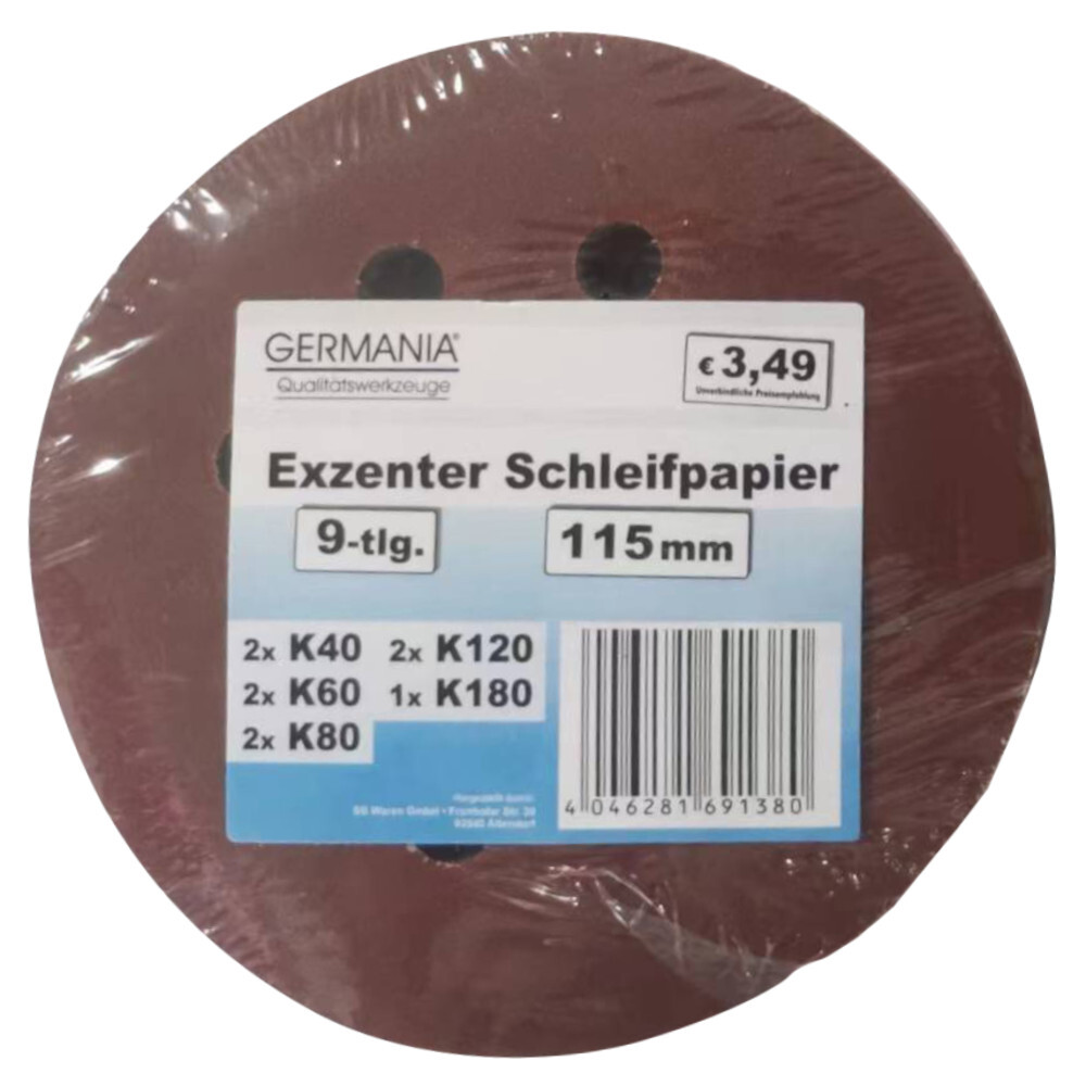 GERMANIA® Schleifpapier-Set 9-teilig 115 mm von K40-180 image number 0