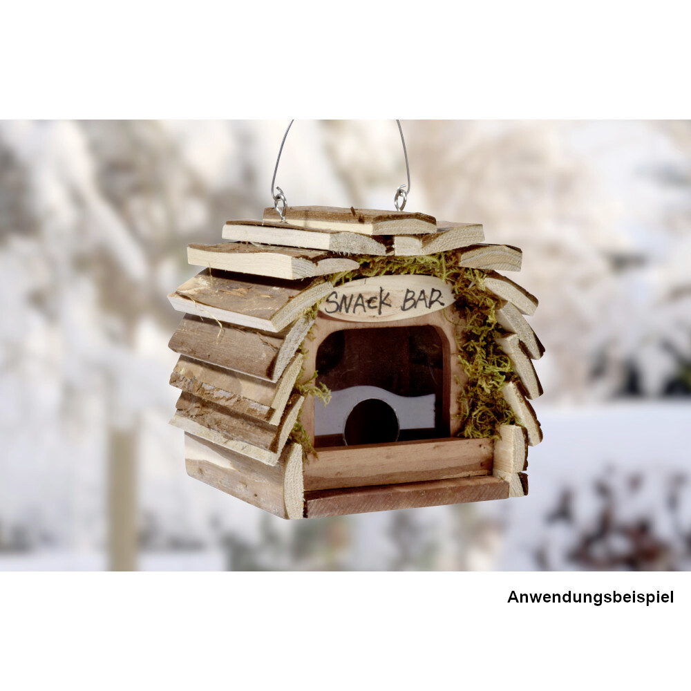 Vogelfutterspender mit Silo, zum aufhängen, aus Holz image number 2