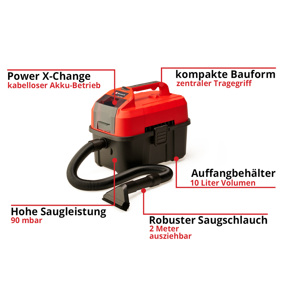 Einhell PXC 18V Akku-Nass-Trockensauger TE-VC 18/10 Li-Solo ohne Akku und Ladeger&auml;t image number 7