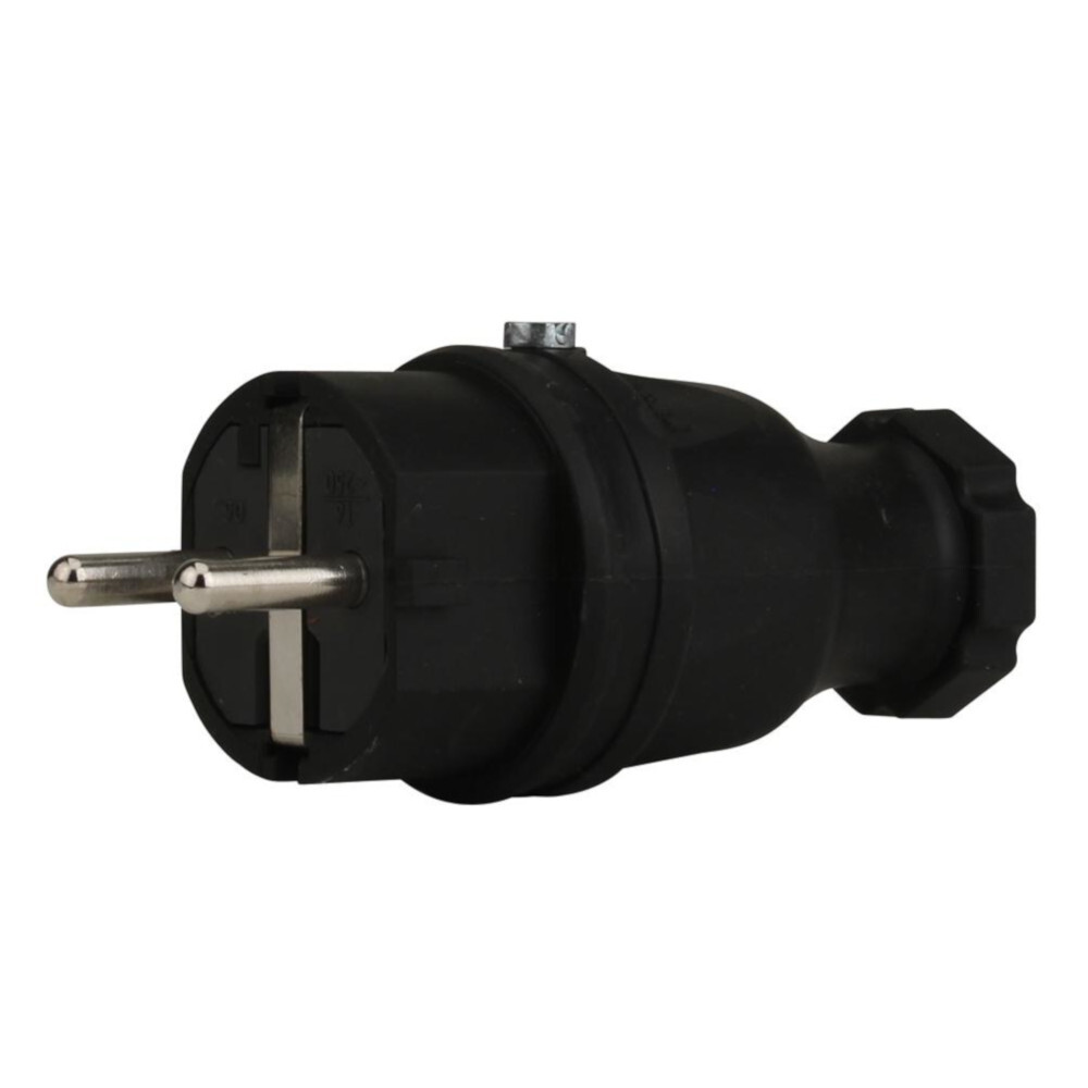 Schutzkontakt Stecker Vollgummi, IP44, schwarz image number 0