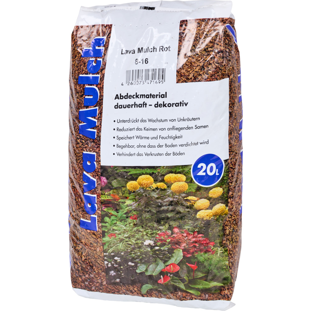 Lava-Mulch 20 Liter mit Körnung von 8 bis 16mm in Rot image number 1