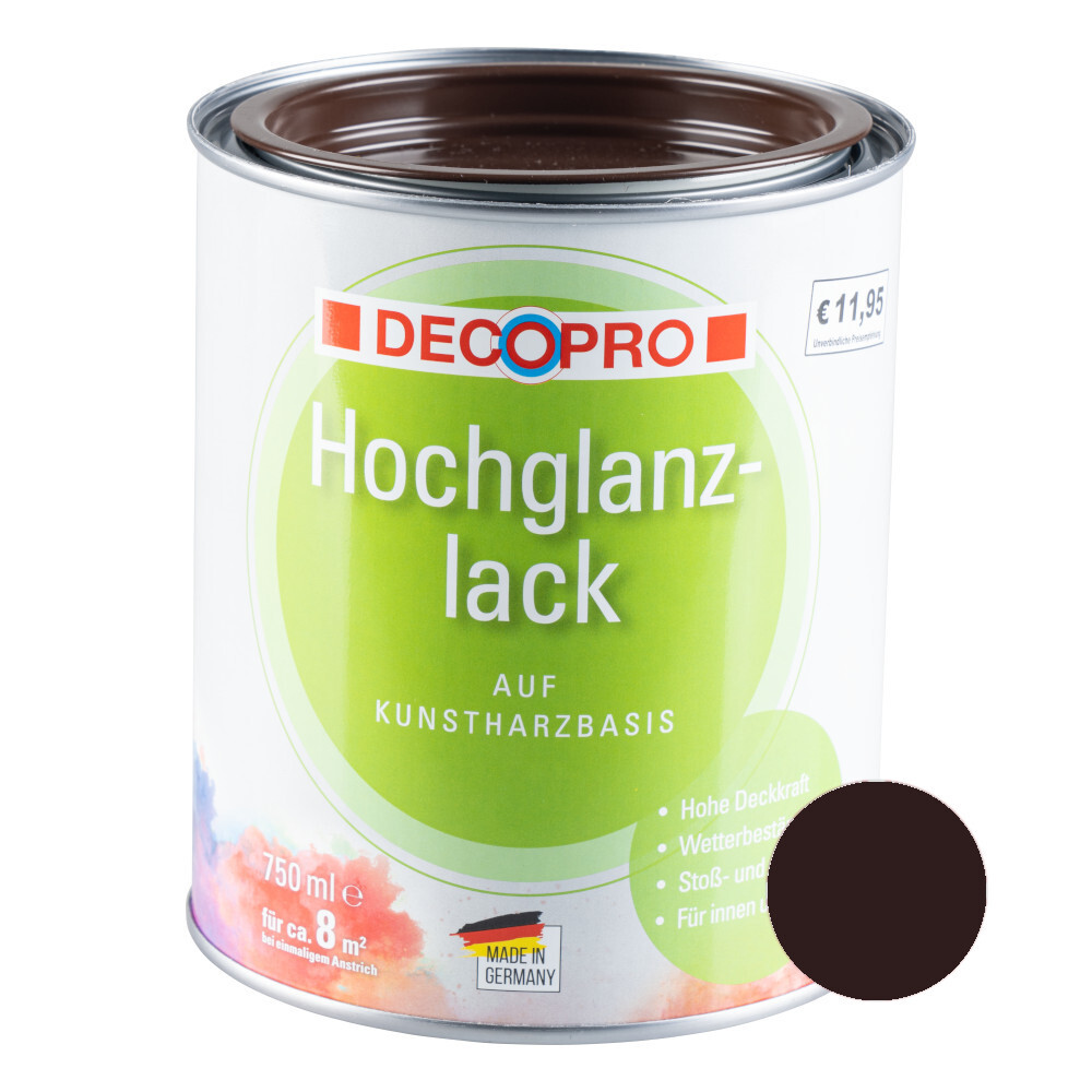 DECOPRO Hochglanzlack schokoladenbraun RAL 8017 für innen und außen