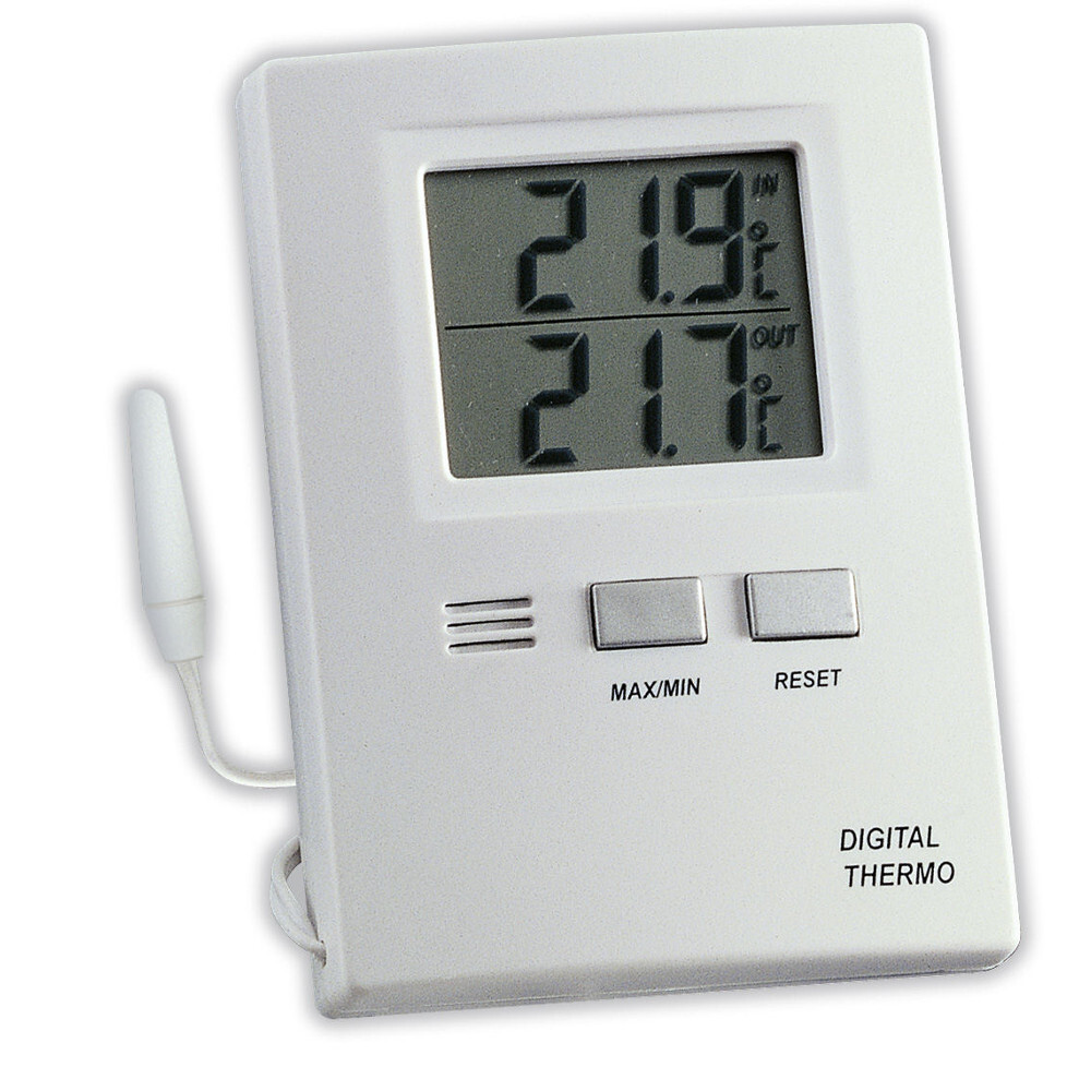 Thermometer digital zur Messung der Innen- und Außentemperatur in weiß