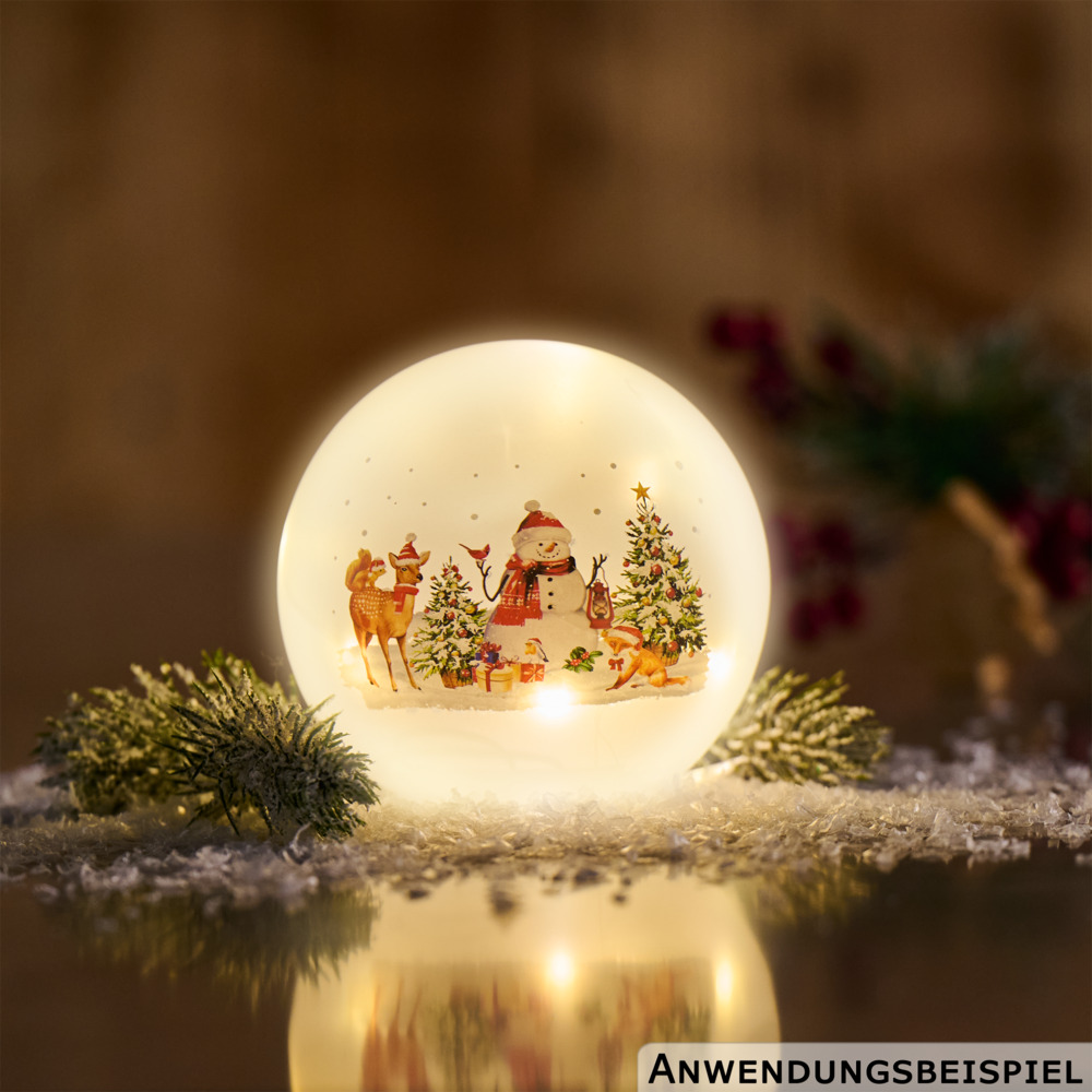 LED-Glaskugel mit Weihnachtsmotiv, 3-fach sortiert image number 5