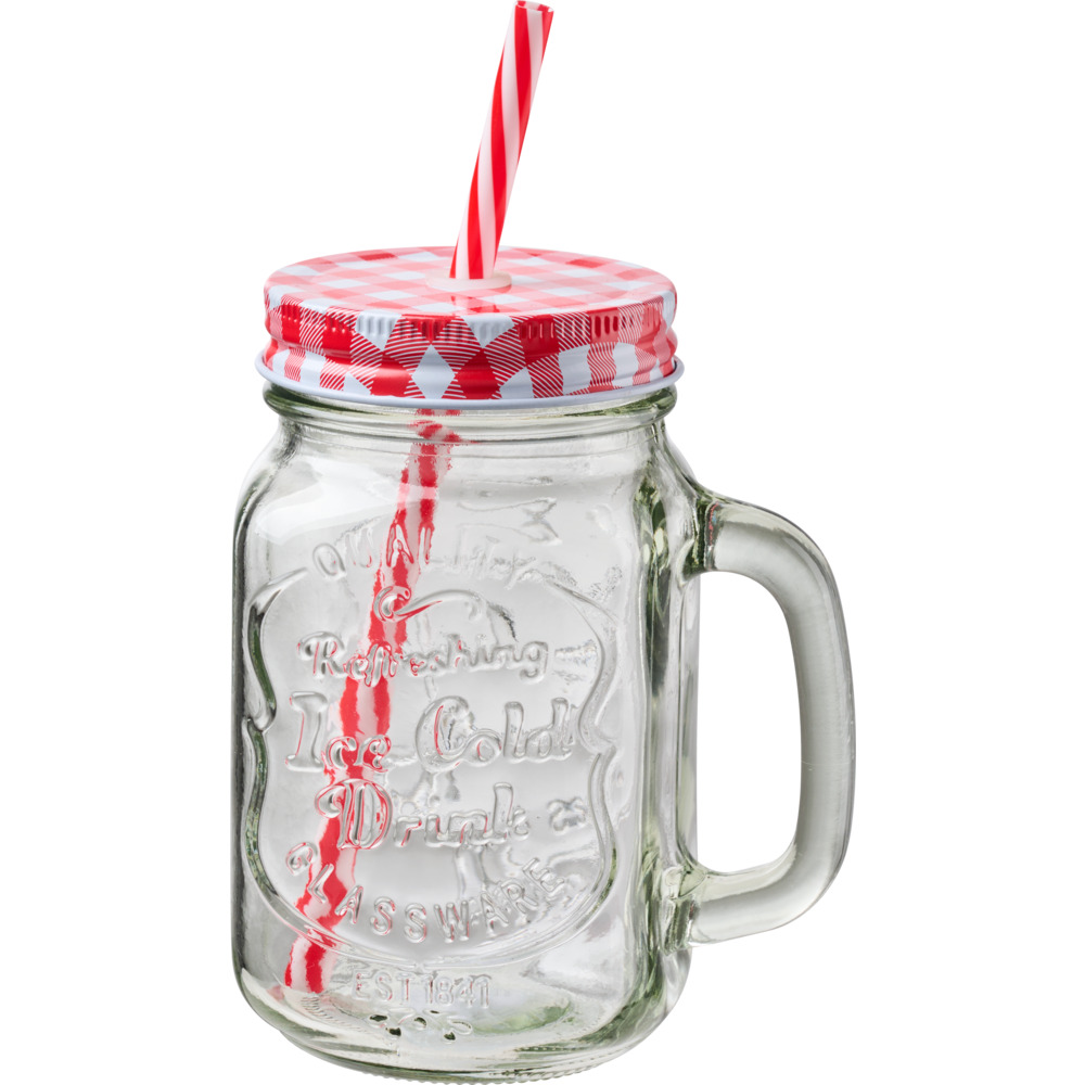 Trinkglas Dekoglas 480ml mit Deckel in verschiedenen Farben image number 4