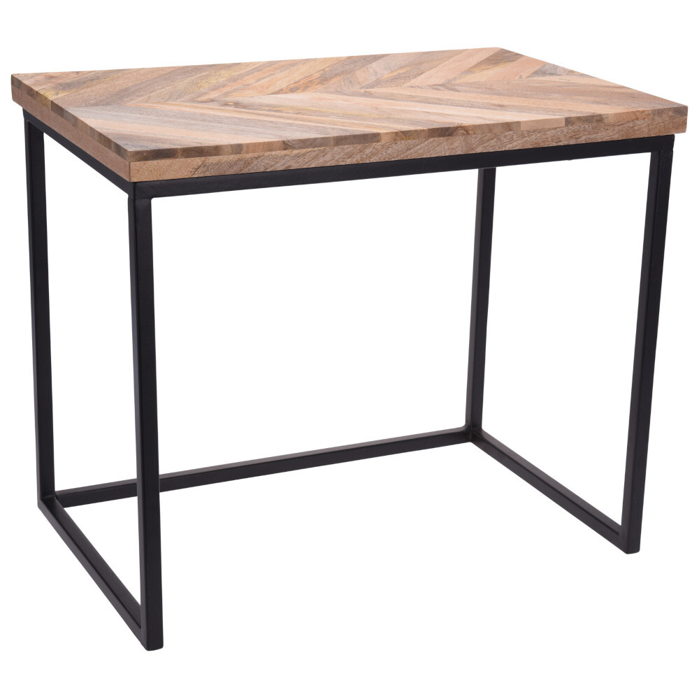 Beistelltisch-Set 3-teilig rechteckig mit Mangoholz-Tischplatte und Rahmen image number 1