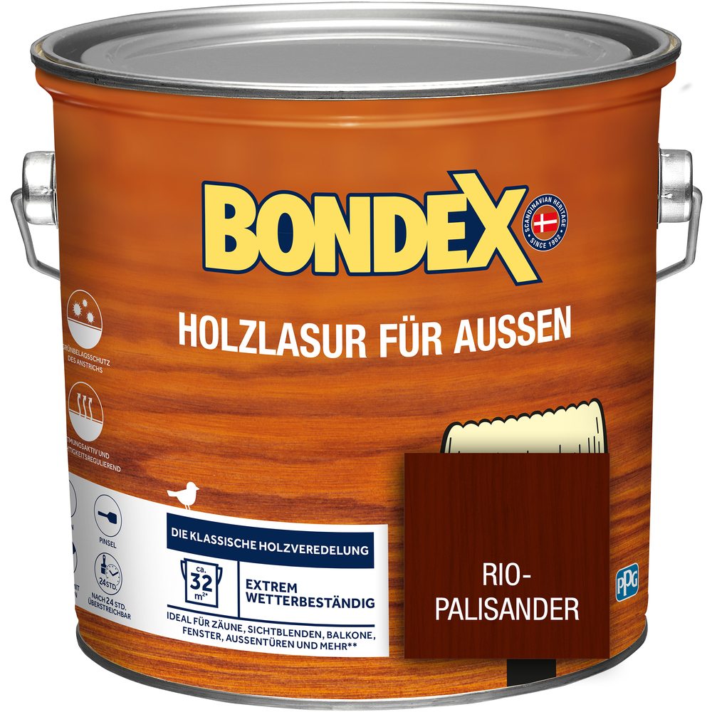 BONDEX Holzlasur für Aussen Rio Palisander 2,5 Liter image number 0