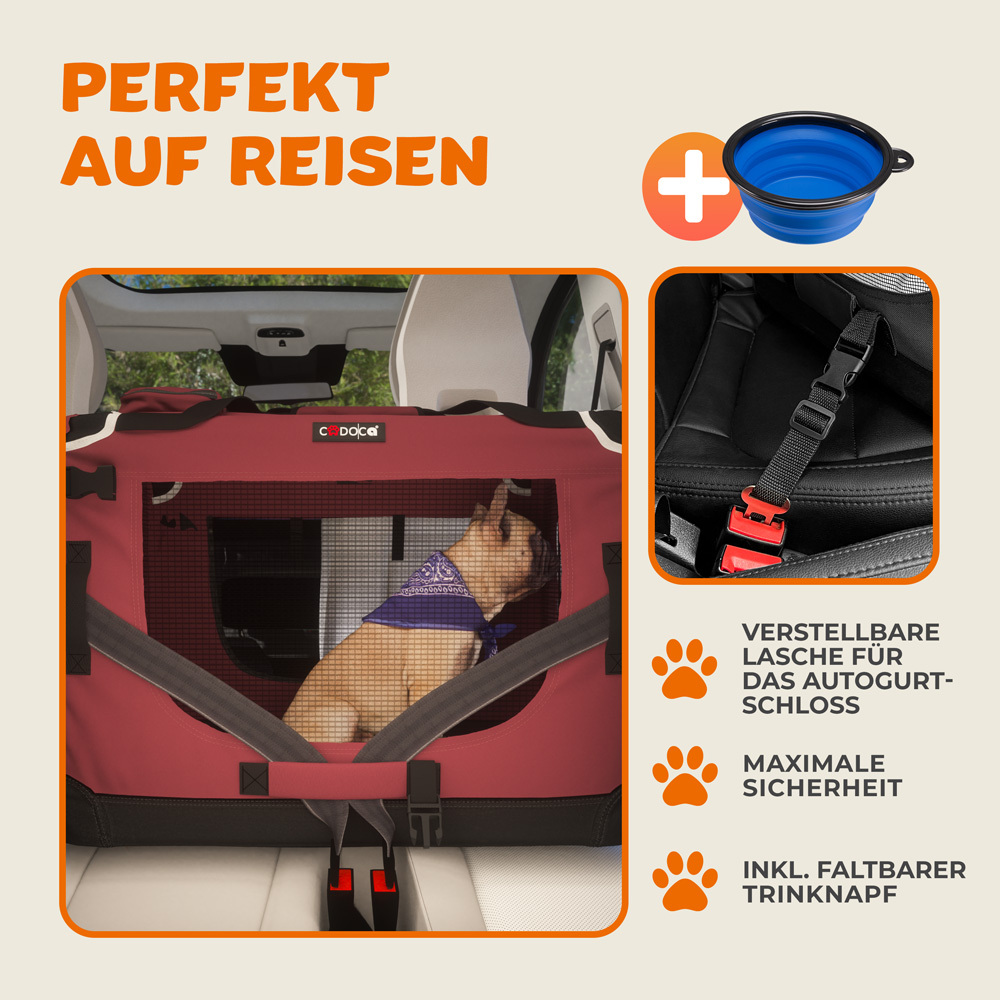 Tiertransportbox M 60 x 42 x 44 cm Dunkelrot image number 4
