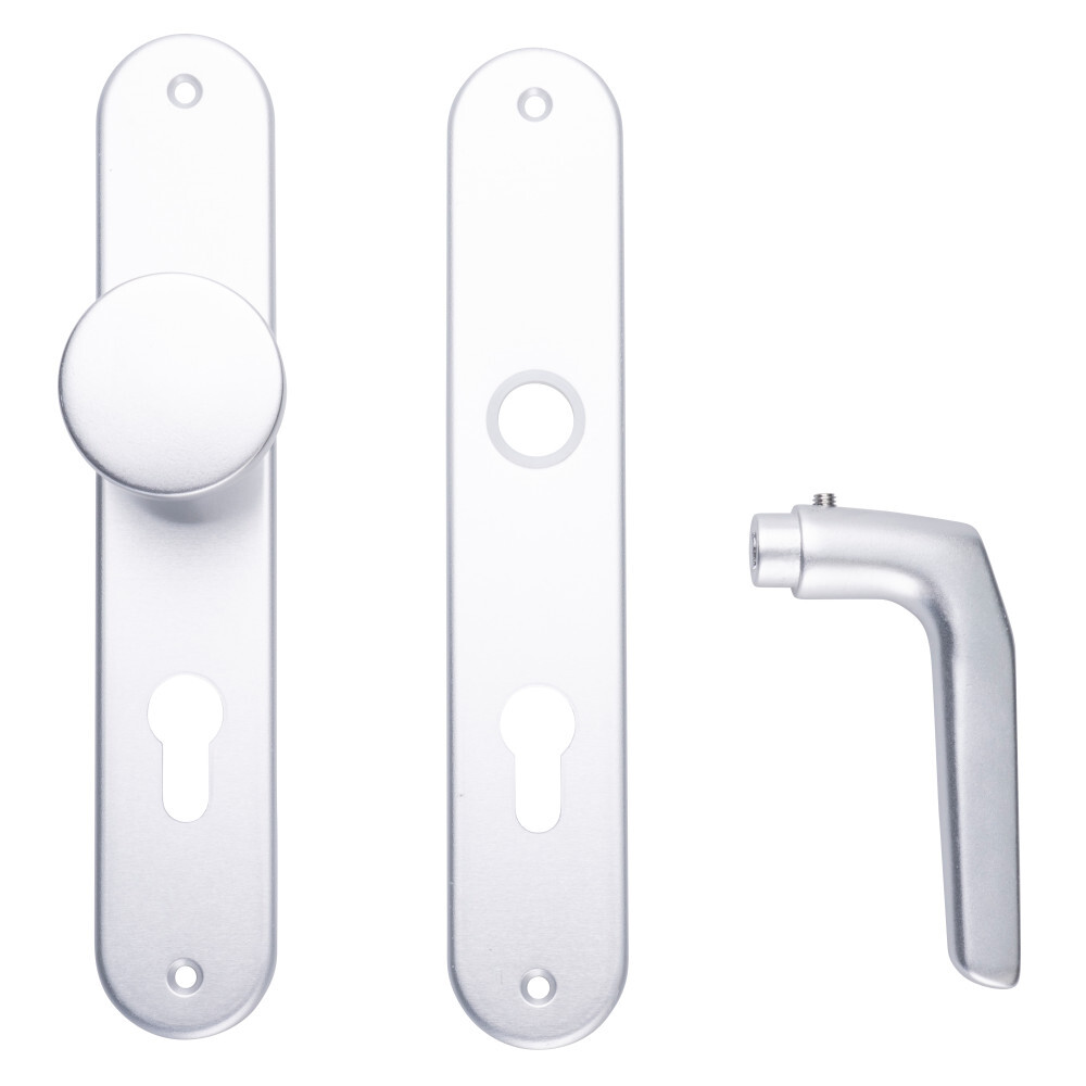 Türgriff-Drückergarnitur 72 mm aus Aluminium mit Knauf