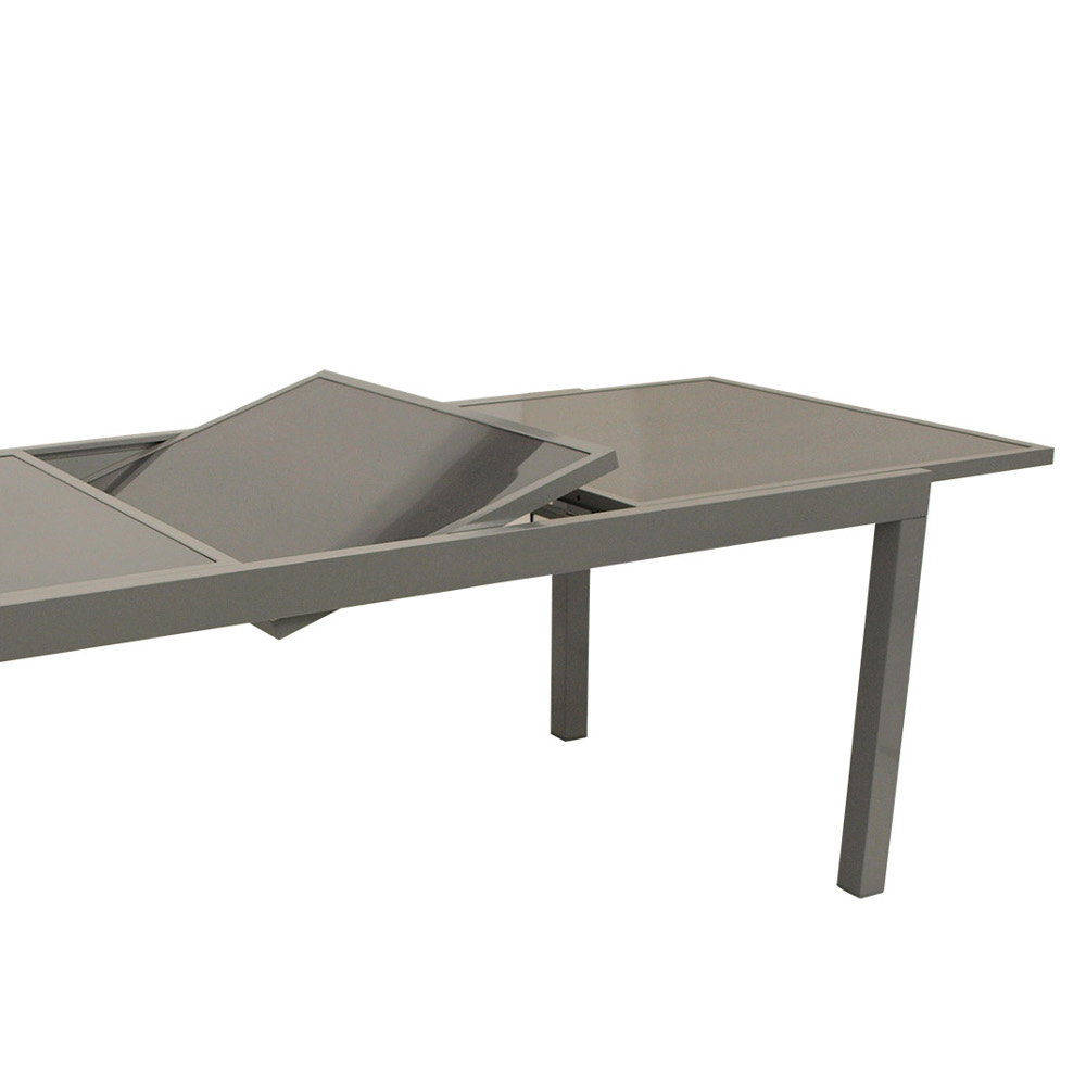 Gartentisch ausziehbar, 180/2400 x 90 x 74 cm, Aluminium, Glasplatte, Grau image number 1