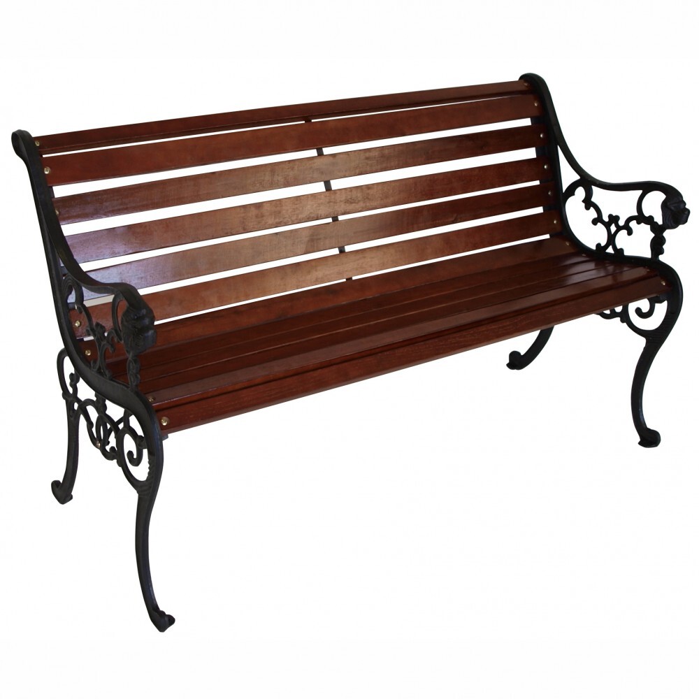 Gartenbank 2-Sitzer 130 x 61x 72 cm mahagonifarben Holz/Gusseisen image number 0