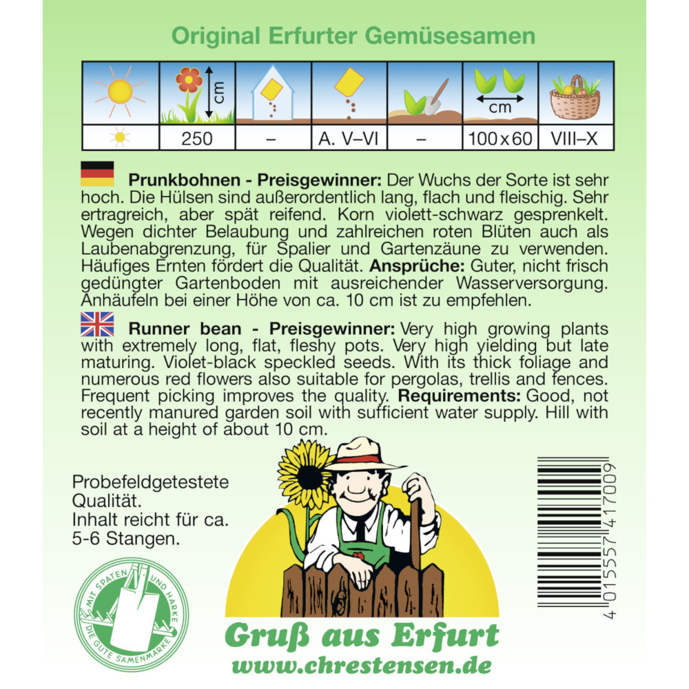 Saatgut Prunkbohne ca. 5&ndash;6 Stangen image number 1
