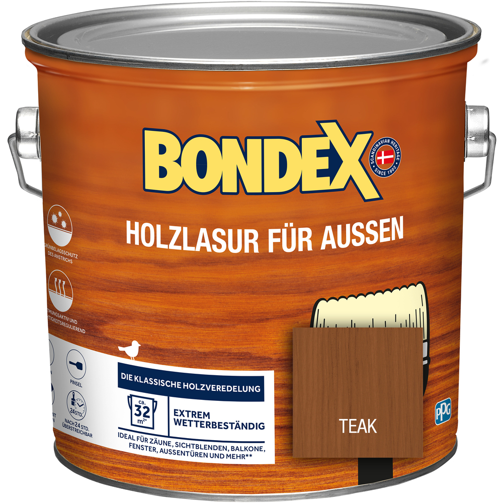 BONDEX Holzlasur f&uuml;r Aussen Teak 2,5 Liter image number 0