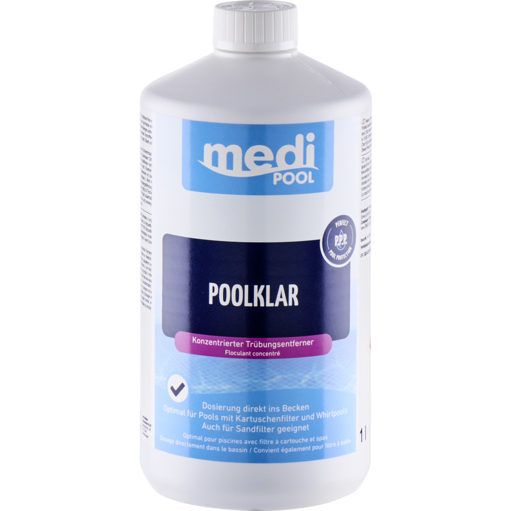 mediPOOL Poolklar 1 Liter, Poolwasser-Pflege gegen Trübung image number 0