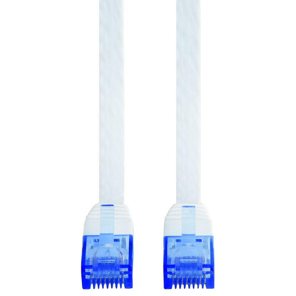 Netzwerkkabel 10 m CAT 6, UTP Flachkabel weiß mit 2 x RJ45 Steckern image number 1