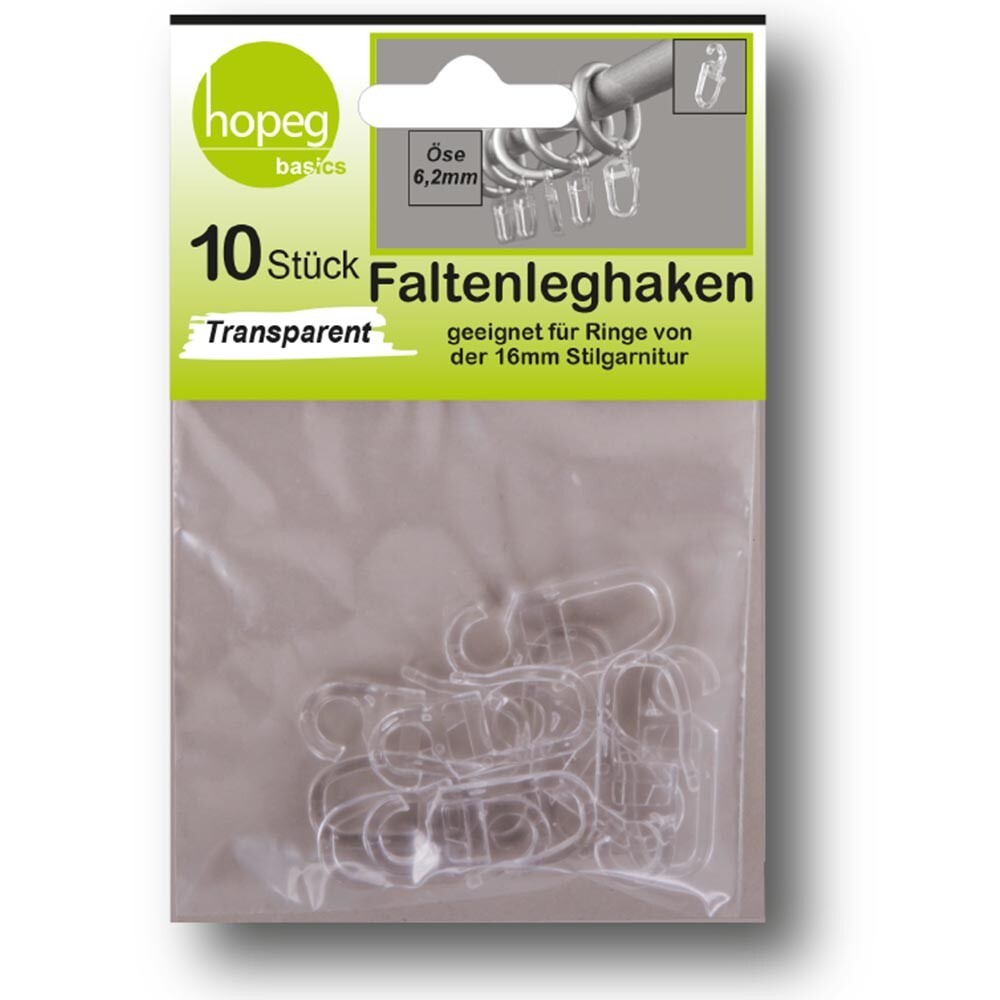 Faltenleghaken transp. Öse 6,2mm, 10St.