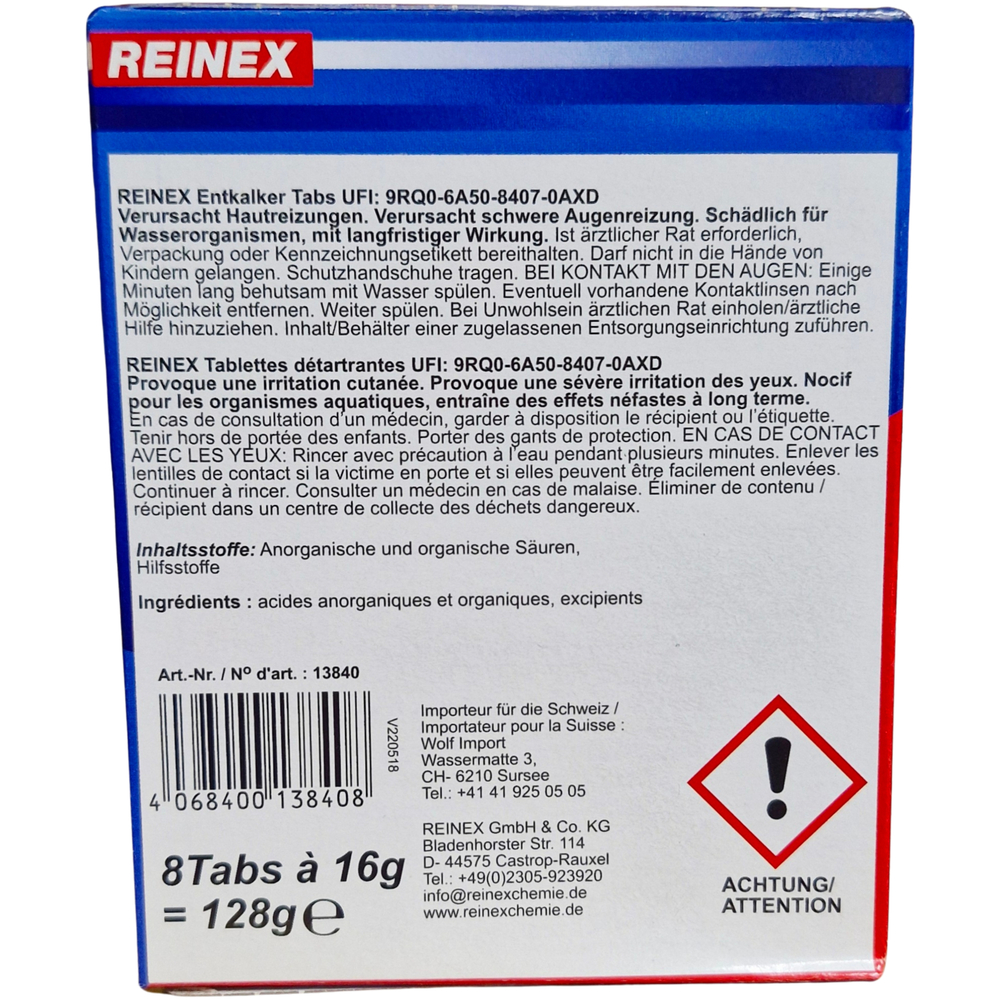 Reinex Entkalker Tabs 8x16g image number 1