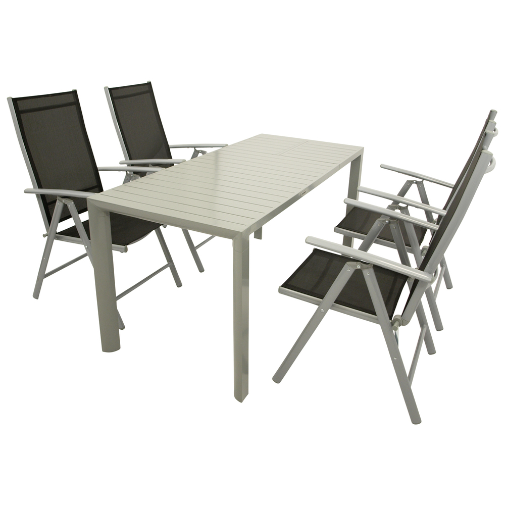 Gartengarnitur 5-teilig Aluminium Textilgewebe Schwarz image number 0
