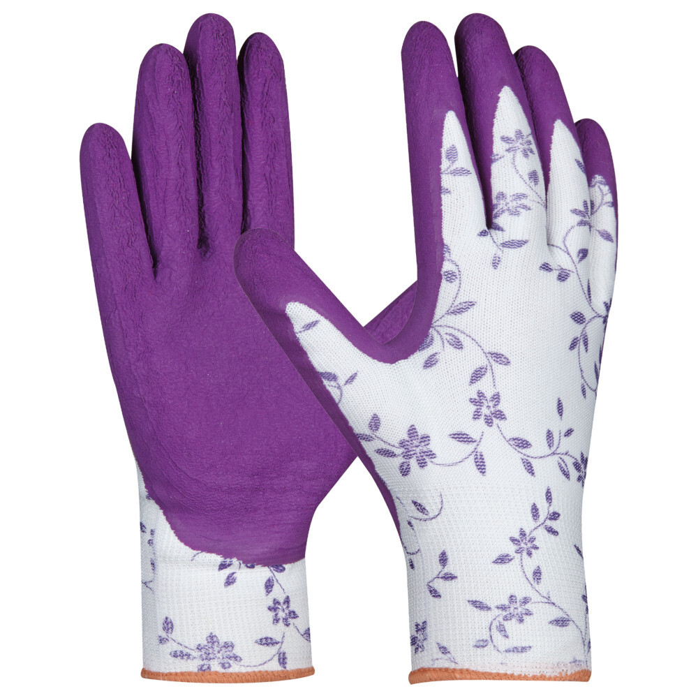 Handschuhe Flower Lila Größe 8 aus Polyester mit Blumenmotiv