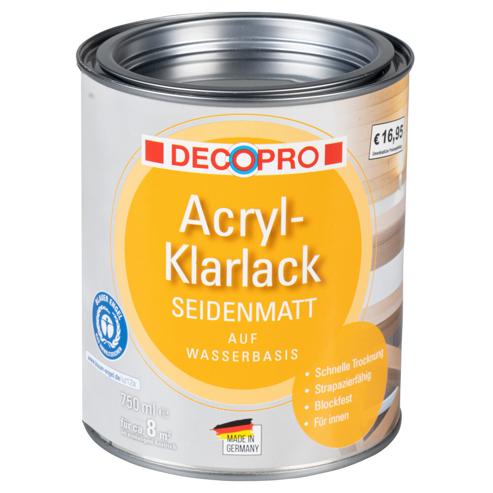 DECOPRO Acryl-Klarlack farblos 750 ml seidenmatt image number 0