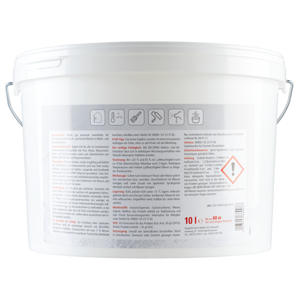 DECOPRO Wandweiß 10 Liter stumpfmatt image number 1