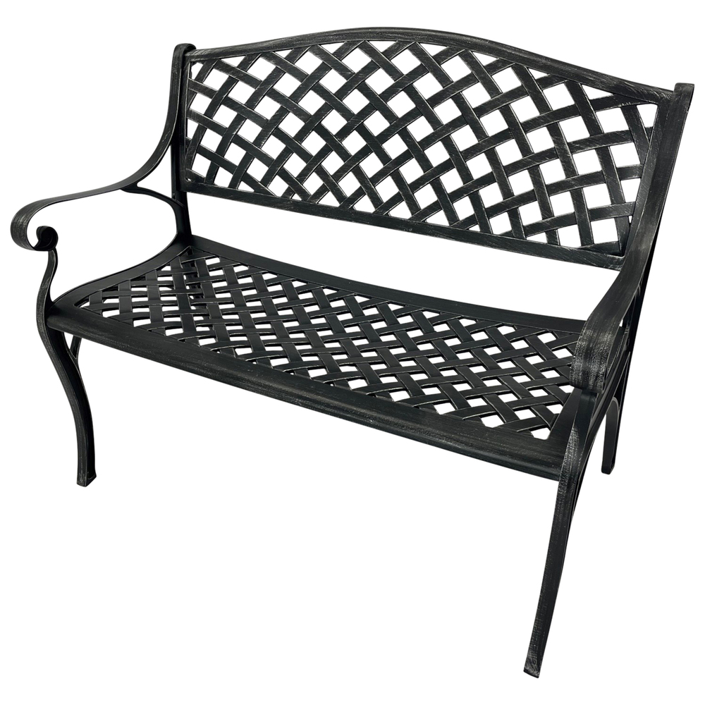 Gartenbank 2-Sitzer 105 cm Aluguss Antik-Grau image number 0