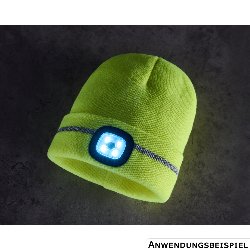 Mütze gelb mit LED und Reflektionsstreifen image number 1