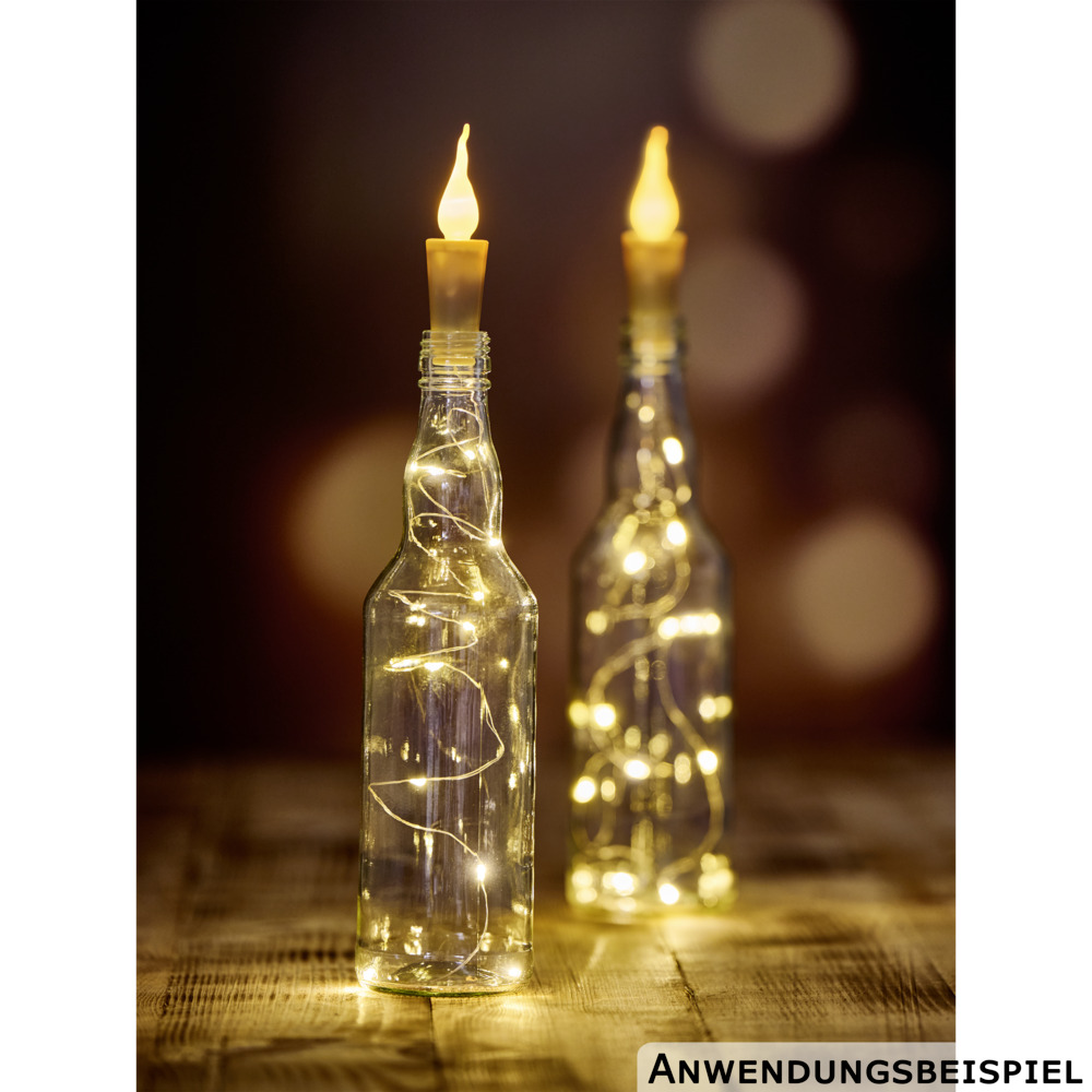 LED Flaschenkorken Flamme Lichterkette 2er Set warmweiß image number 1