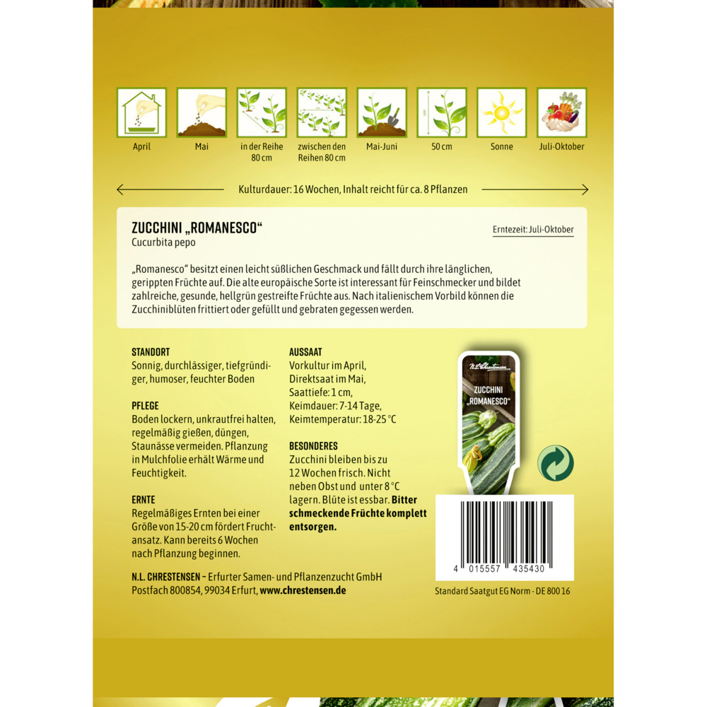 Saatgut Zucchini Romanesco image number 1