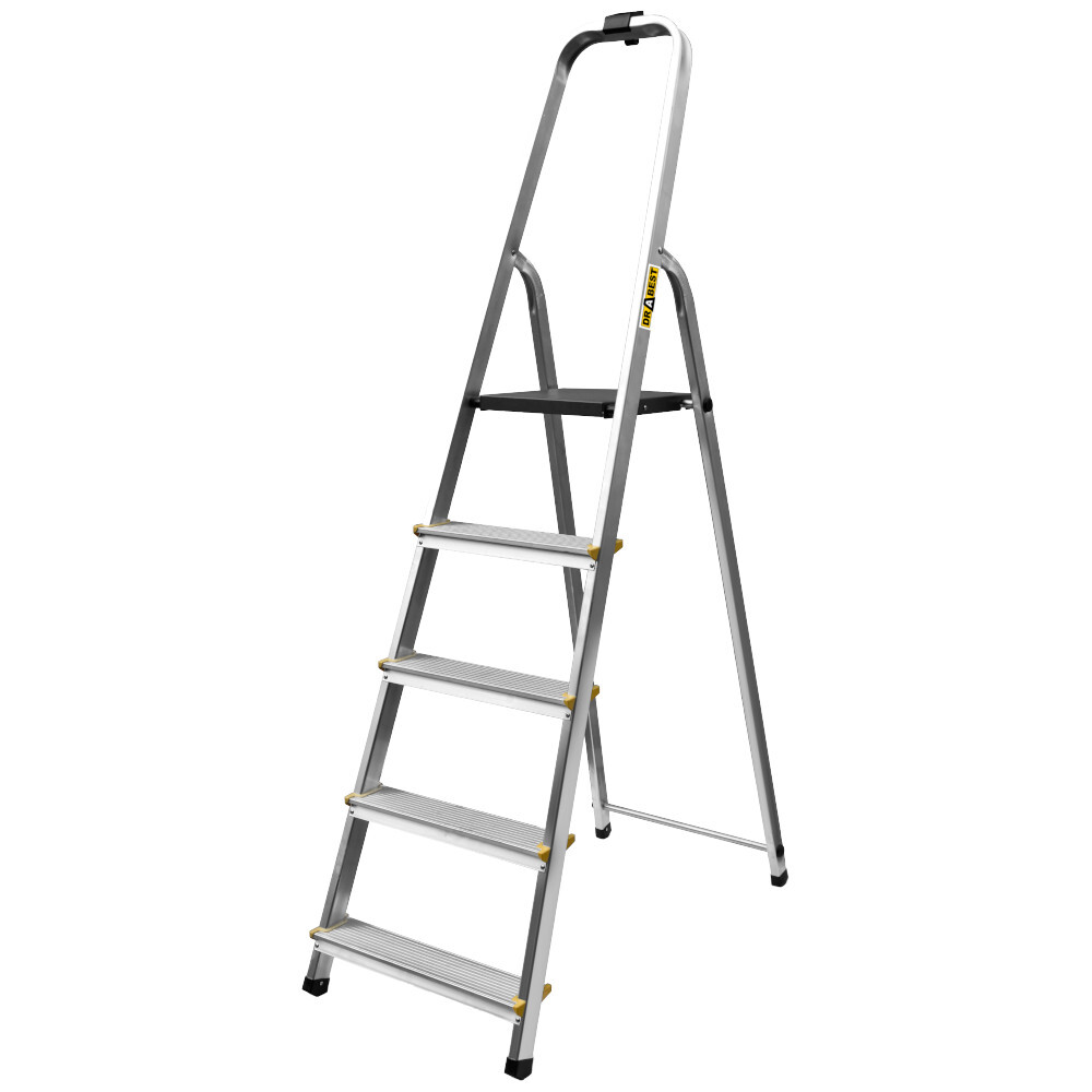 Stehleiter 5-stufig aus Aluminium mit 60 cm Haltebügel