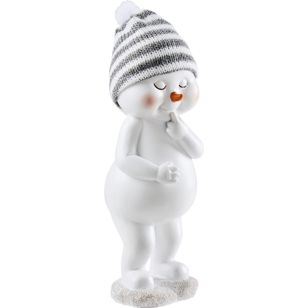 Weihnachtsfigur Schneemann 21 cm aus Kunststein mit Strickmütze image number 2